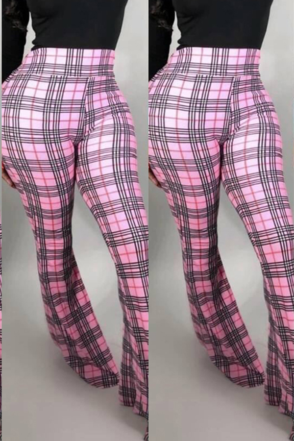 Lovely Work Plaid Printed Pink Pants