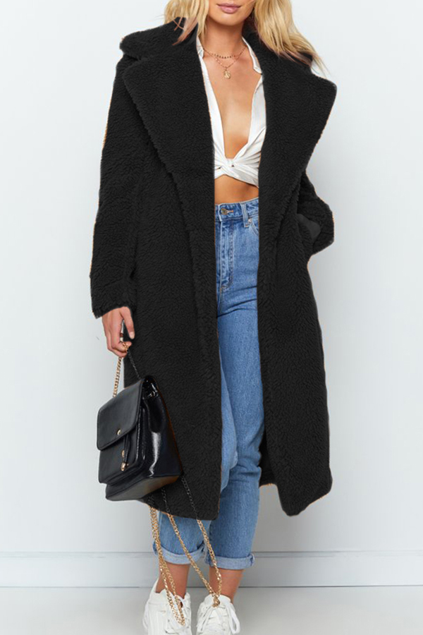 

Lovely Casual Winter Long Black Coat