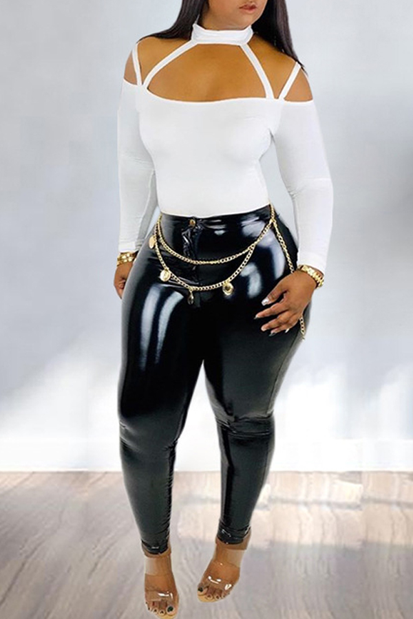 

Lovely Chic Hollow-out Black Two-piece Pants Set