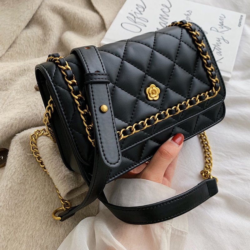 Lovely Retro Chain Strap Black Crossbody Bag