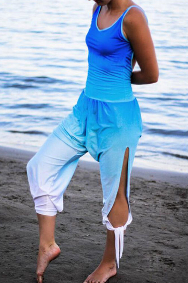 

Lovely Casual Backless Blue One-Piece Jumpsuit