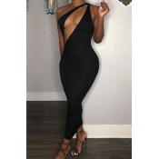 Lovely Sexy One Shoulder Hollow-out Black Ankle Le