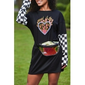 Lovely Casual Patchwork Black Mini Dress