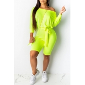 Lovely Casual Lace-up Green One-piece Romper