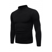 Lovely Casual Half A Turleneck Black Sweaters