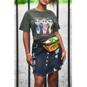 Lovely Leisure Printed Dark Grey T-shirt