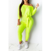 Lovely Casual Lace-up Green One-piece Jumpsuit