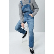 Lovely Casual Pocket Patched Deep Blue Jeans