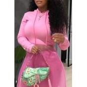 Lovely Casual Hooded Collar Pink Hoodies