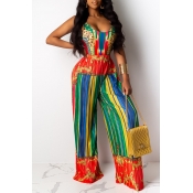 Lovely Bohemian Printed Multicolor One-piece Jumps