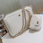 Lovely Casual Chain Strap White Messenger Bag