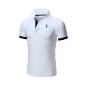 Lovely Casual Patchwork White Polo Shirt