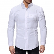 Lovely Casual Turndown Collar Buttons Design White
