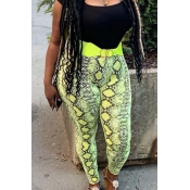Lovely Casual Printed Yellow Plus Size Pants