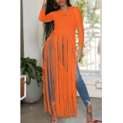 Lovely Casual O Neck Letter Printed Tassel Design 