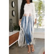 Lovely Casual O Neck Letter Printed Tassel Design 