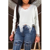 Lovely Trendy Asymmetrical White Sweaters