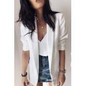 Lovely Casual Lapel White Blazer