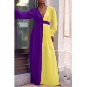 Lovely Trendy Patchwork Purple Ankle Length Dress