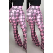 Lovely Work Plaid Printed Pink Pants