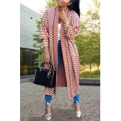 Lovely Casual Printed Pink Coat
