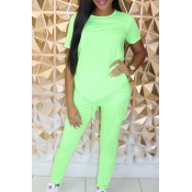 Lovely Casual Basic Green Two-piece Pants Set