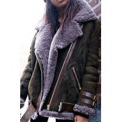 Lovely Casual Patchwork Army Green Coat