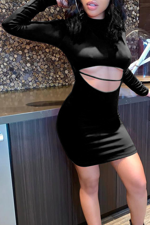 

Lovely Chic Hollow-out Black Mini Dress