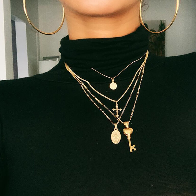 

Lovely Trendy Layered Gold Necklace