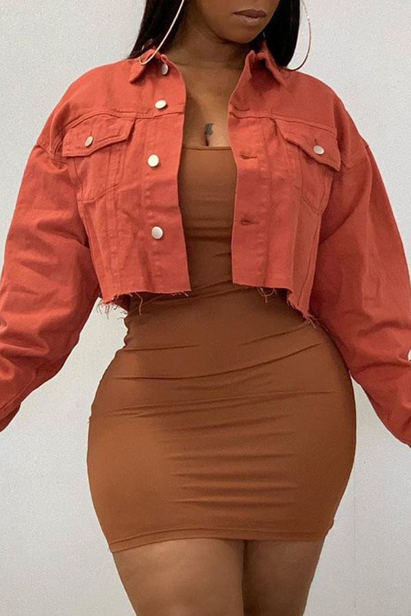 

Lovely Casual Buttons Design Jacinth Coat