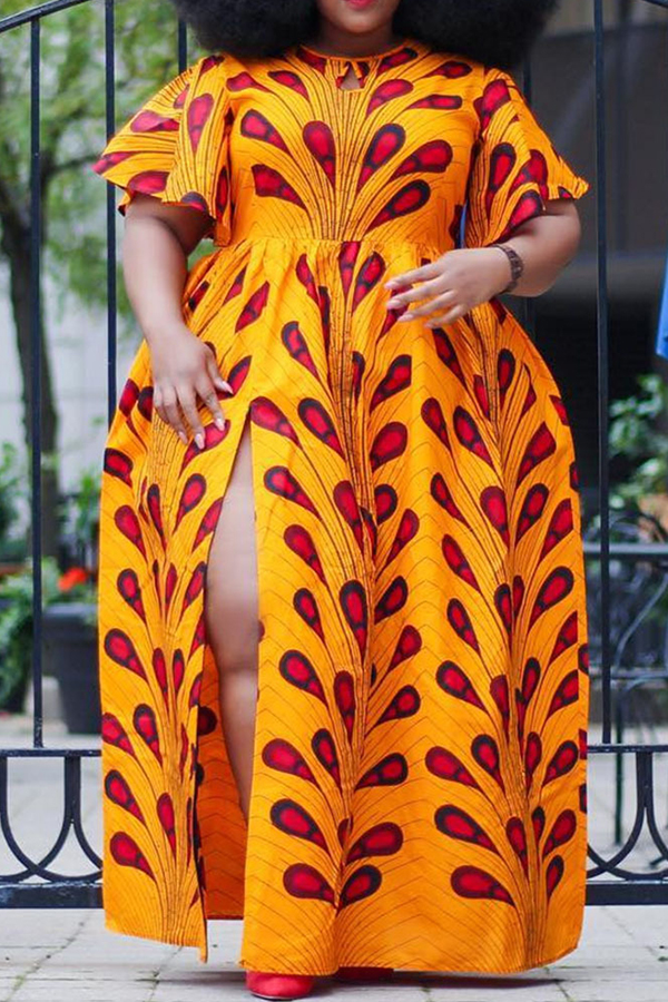 

Lovely Casual Printed Croci Floor Length Plus Size Dress