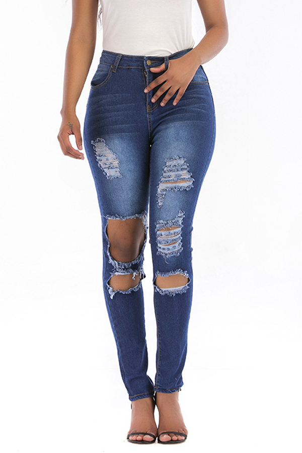 

Lovely Chic Hollow-out Blue Jeans