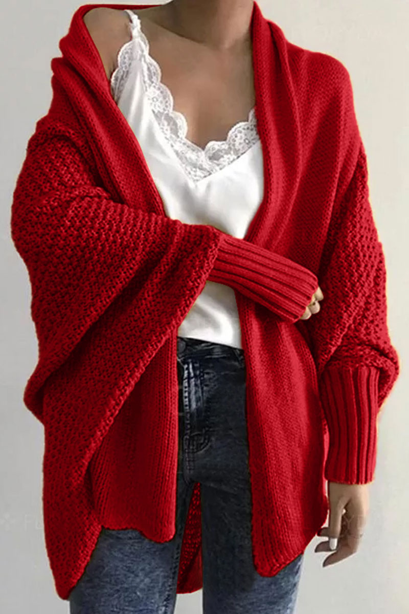 

Lovely Batwing Sleeve Red Cardigan