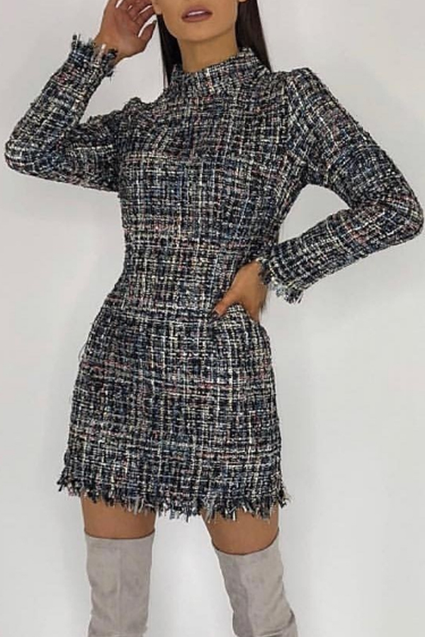 

Lovely Trendy Plaid Printed Multicolor Mini Dress, Multi