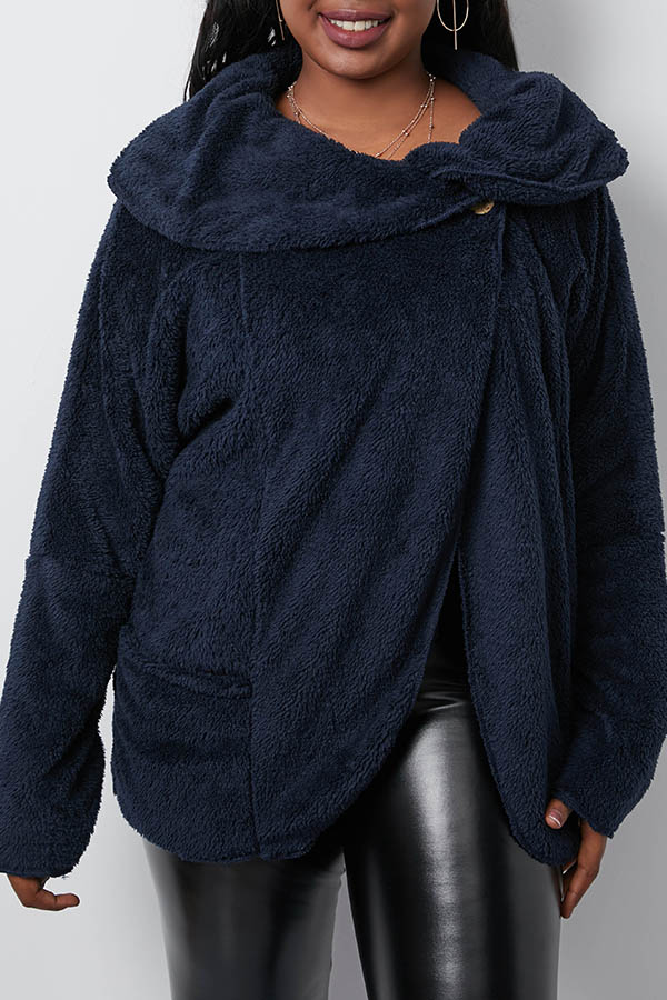 

Lovely Casual Navy Blue Coat