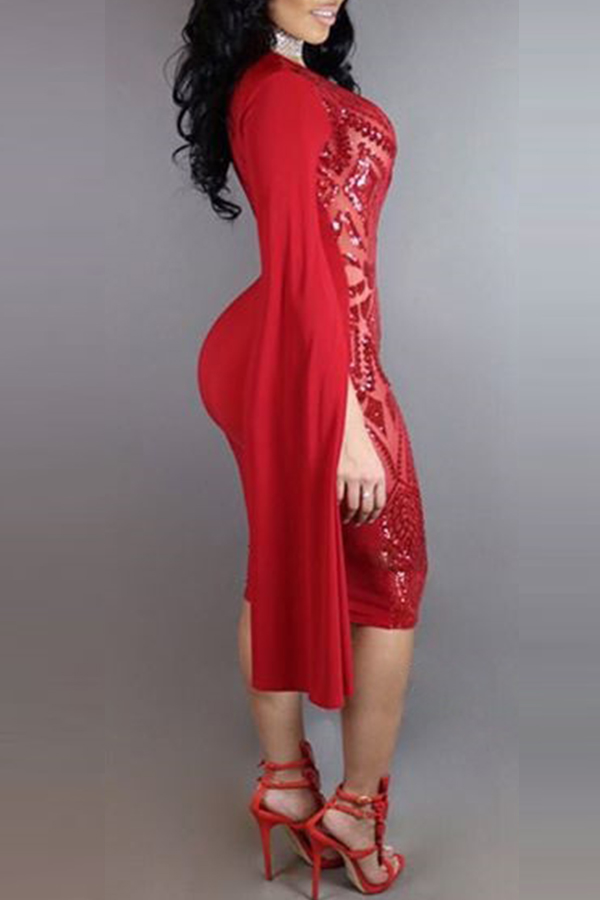deep v red dress