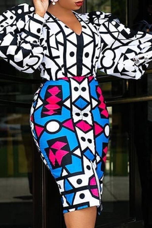 

Lovely Trendy Printed Multicolor Two-piece Skirt Set, Multi