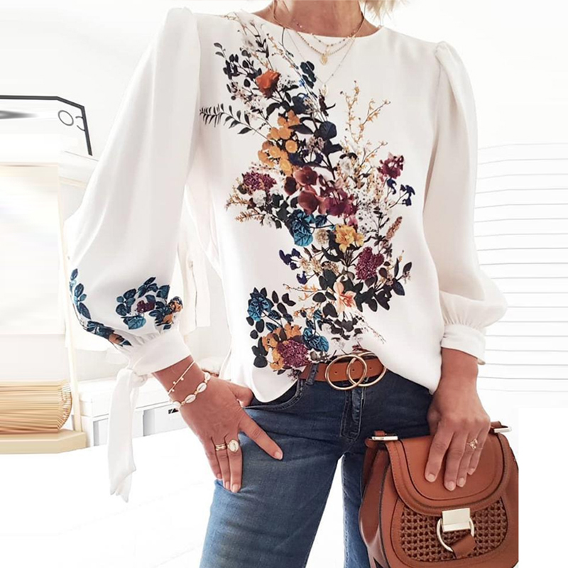 Cheap Blouses&Shirts Lovely Leisure Floral Printed White Blouse