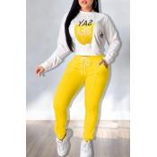 Lovely Casual Printed Yellow Two-piece Pants Set