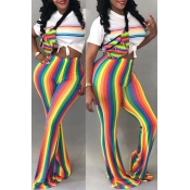 Lovely Casual Striped Red Pants