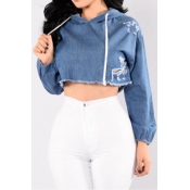 Lovely Trendy Crop Top Blue Blouse