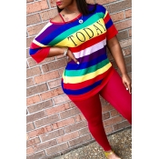 Lovely Casual Printed Red Two-piece Pants Set