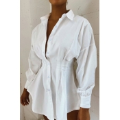 Lovely Sweet Turndown Collar White Mini Dress
