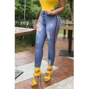 Lovely Leisure Patchwork Baby Blue Jeans