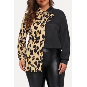 Lovely Casual Patchwork Black Plus Size Blouse