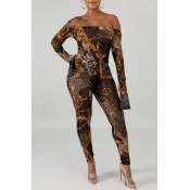 Lovely Sexy Dew Shoulder Multicolor Two-piece Pant