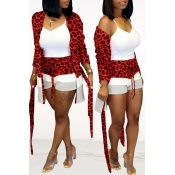 Lovely Casual Patchwork Red Two-piece Shorts Set