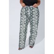 Lovely Trendy Snakeskin Printed Plus Size Pants