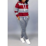 LW Striped Kangaroo Pocket Tracksuit Set