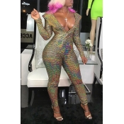 Lovely Casual Deep V Neck Gold One-piece Jumpsuit